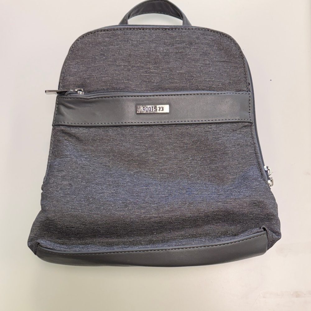 Roots Grey women’s Backpack with Faux-Leather Trim